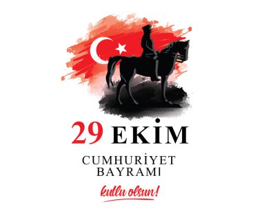 29 ekim Cumhuriyet Bayrami kutlu olsun. Çeviri: 29 Ekim, Türkiye'nin Cumhuriyet Bayramı. Tipografi vektör tasarımı