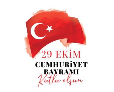29 ekim Cumhuriyet Bayrami kutlu olsun. Çeviri: 29 Ekim, Türkiye'nin Cumhuriyet Bayramı. Tipografi vektör tasarımı