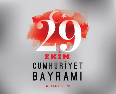 29 ekim Cumhuriyet Bayrami kutlu olsun. Çeviri: 29 Ekim, Türkiye'nin Cumhuriyet Bayramı. Tipografi vektör tasarımı