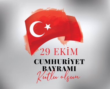 29 ekim Cumhuriyet Bayrami kutlu olsun. Çeviri: 29 Ekim, Türkiye'nin Cumhuriyet Bayramı. Tipografi vektör tasarımı