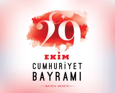 29 ekim Cumhuriyet Bayrami kutlu olsun. Çeviri: 29 Ekim, Türkiye'nin Cumhuriyet Bayramı. Tipografi vektör tasarımı