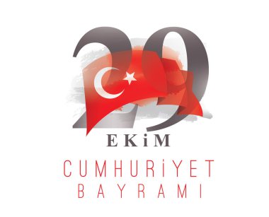 29 ekim Cumhuriyet Bayrami kutlu olsun. Çeviri: 29 Ekim, Türkiye'nin Cumhuriyet Bayramı. Tipografi vektör tasarımı