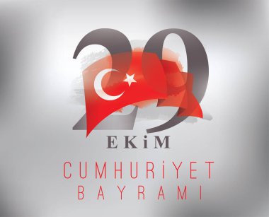 29 ekim Cumhuriyet Bayrami kutlu olsun. Çeviri: 29 Ekim, Türkiye'nin Cumhuriyet Bayramı. Tipografi vektör tasarımı