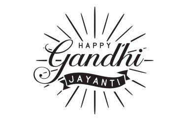 Mahatma Gandhi Jayanti - Doğum günü. 2 Ekim. Hint ulusal kahraman. Vektör tipografi veya logo tasarımı.