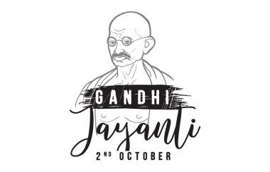 Mahatma Gandhi Jayanti - Doğum günü. 2 Ekim. Hint ulusal kahraman. Vektör tipografi veya logo tasarımı.