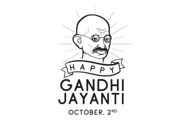 Mahatma Gandhi Jayanti - Doğum günü. 2 Ekim. Hint ulusal kahraman. Vektör tipografi veya logo tasarımı.