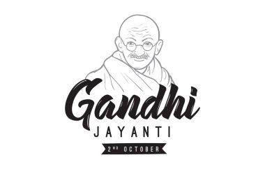 Mahatma Gandhi Jayanti - Doğum günü. 2 Ekim. Hint ulusal kahraman. Vektör tipografi veya logo tasarımı.