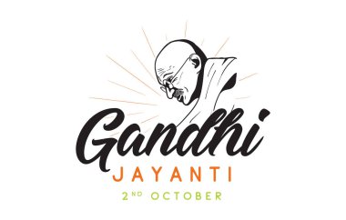 Mahatma Gandhi Jayanti - Doğum günü. 2 Ekim. Hint ulusal kahraman. Vektör tipografi veya logo tasarımı.