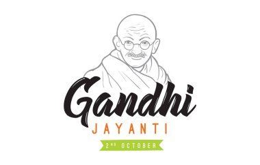 Mahatma Gandhi Jayanti - Doğum günü. 2 Ekim. Hint ulusal kahraman. Vektör tipografi veya logo tasarımı.