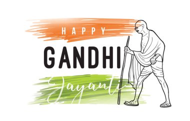 Mahatma Gandhi Jayanti - Doğum günü. 2 Ekim. Hint ulusal kahraman. Vektör tipografi veya logo tasarımı.