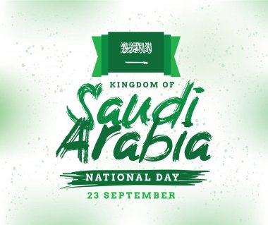 Suudi Arabistan Milli günü. 23 Eylül. Mutlu bağımsızlık günü. Tipografi vektör tasarımı.