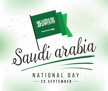 Suudi Arabistan Milli günü. 23 Eylül. Mutlu bağımsızlık günü. Tipografi vektör tasarımı.