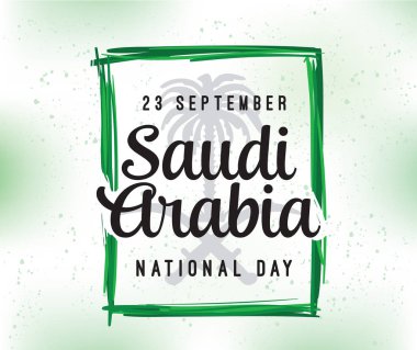Suudi Arabistan Milli günü. 23 Eylül. Mutlu bağımsızlık günü. Tipografi vektör tasarımı.