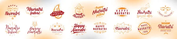 Feliz Navratri Tipografia Vetorial Para Banner Design Logotipo Festival Índia —  Vetores de Stock