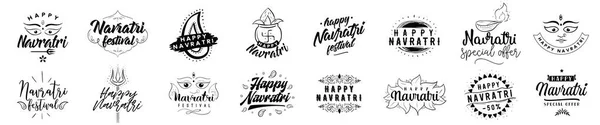 Happy Navratri Vektor Typografie Pro Banner Logo Design Festival Indie — Stockový vektor