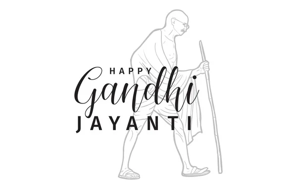 Μαχάτμα Γκάντι Jayanti Γενέθλια Οκτωβρίου Ινδικό Εθνικό Ήρωα Διάνυσμα Τυπογραφία — Διανυσματικό Αρχείο