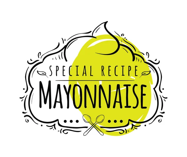 Mayonaise Typografie Logo Ontwerp Bruikbaar Voor Saus Crème Producten Rechtenvrije Stockvectors