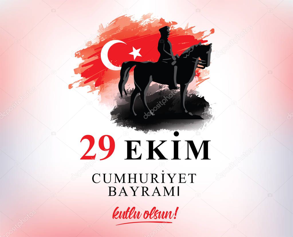 29 ekim Cumhuriyet Bayrami kutlu olsun. Translation: 29 october, republic day of Turkey. Typography vector design