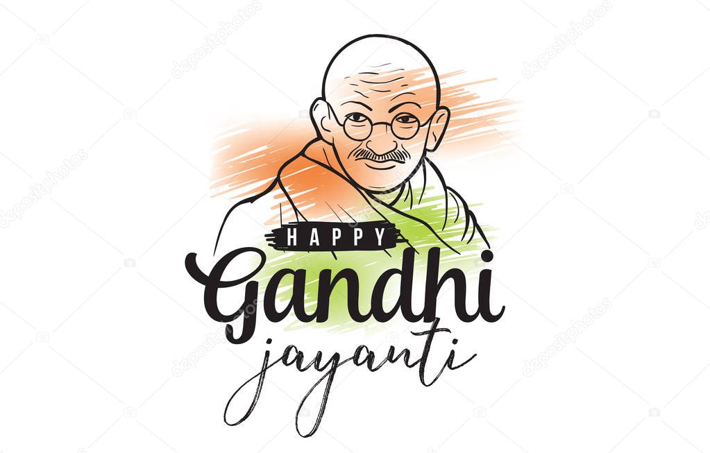 Mahatma Gandhi Jayanti - Birthday. 2nd of October. Indian national hero. Vector typography or logo design.