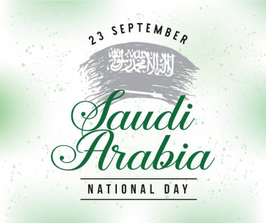 Suudi Arabistan Milli günü. 23 Eylül. Mutlu bağımsızlık günü. Tipografi vektör tasarımı.