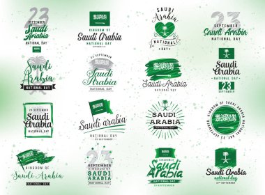Suudi Arabistan Milli günü. 23 Eylül. Mutlu bağımsızlık günü. Tipografi vektör tasarımı.