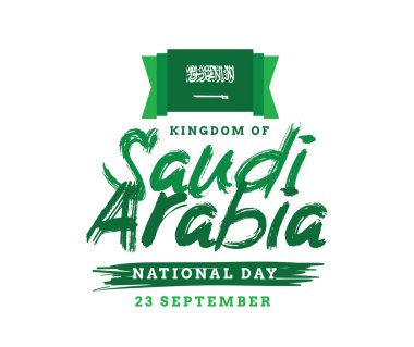 Suudi Arabistan Milli günü. 23 Eylül. Mutlu bağımsızlık günü. Tipografi vektör tasarımı.