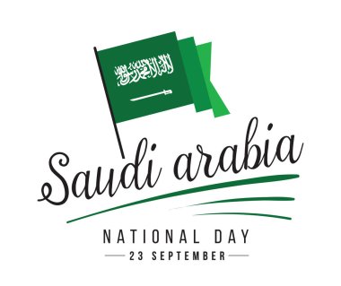 Suudi Arabistan Milli günü. 23 Eylül. Mutlu bağımsızlık günü. Tipografi vektör tasarımı.