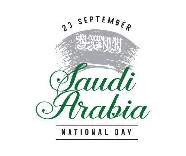 Suudi Arabistan Milli günü. 23 Eylül. Mutlu bağımsızlık günü. Tipografi vektör tasarımı.