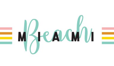 Miami beach. Tee sloganı ile yazdırma. Tipografi için t gömlek, hoody ya da kazak.