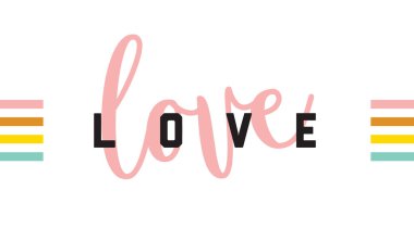 Seviyorum. Tee sloganı ile yazdırma. Tipografi için t gömlek, hoody ya da kazak.