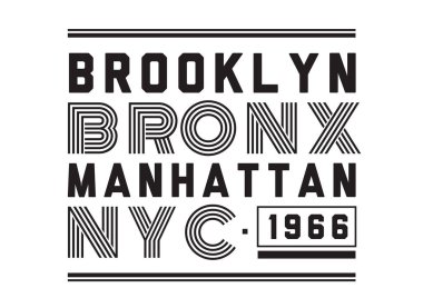 Tee sloganı ile yazdırma. Tipografi için t gömlek, poster ya da kartpostal. Brooklyn Bronx Manhattan Nyc.