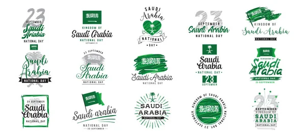 Día Nacional Del Reino Arabia Saudita Septiembre Feliz Día Independencia — Vector de stock