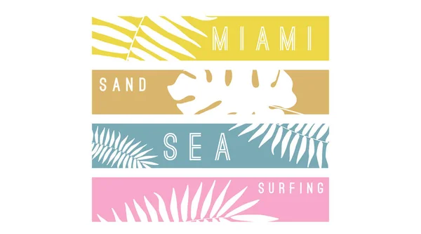Impressão Com Slogan Tipografia Para Shirt Capuz Camisola Miami Areia —  Vetores de Stock