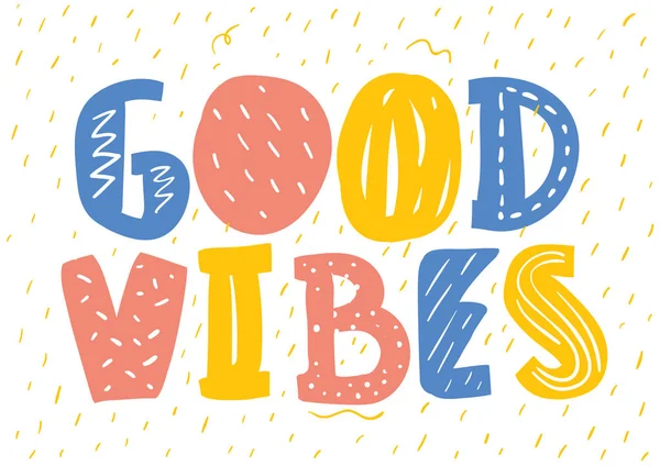 Good Vibes Tee Print Slogan Typography Shirt Poster Postcard — Stock Vector