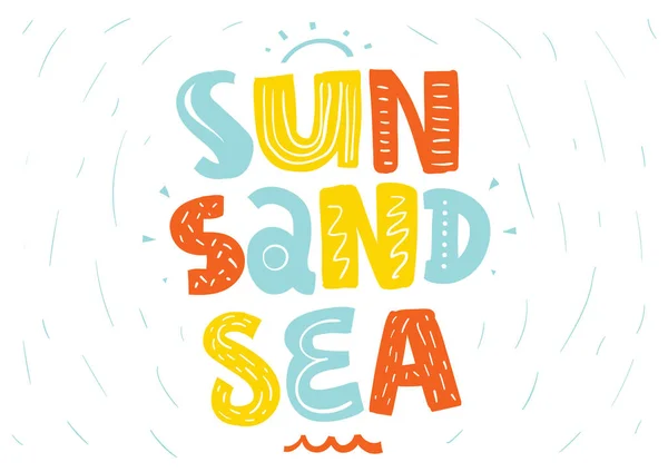 Mar Areia Sol Impressão Com Slogan Tipografia Para Shirt Cartaz —  Vetores de Stock