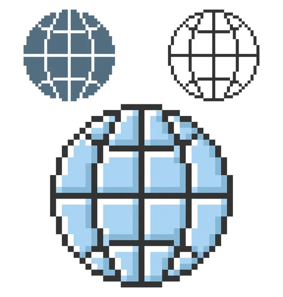 Pixel Icon Globe Three Variants Fully Editable — Stock Vector