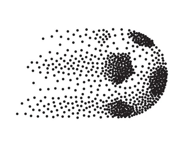 黒の丸い粒子から作られたモーションで抽象的なサッカー ボール — ストックベクタ