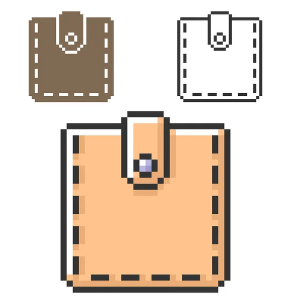 Pixel Symbol Der Brieftasche Drei Varianten Vollständig Editierbar — Stockvektor