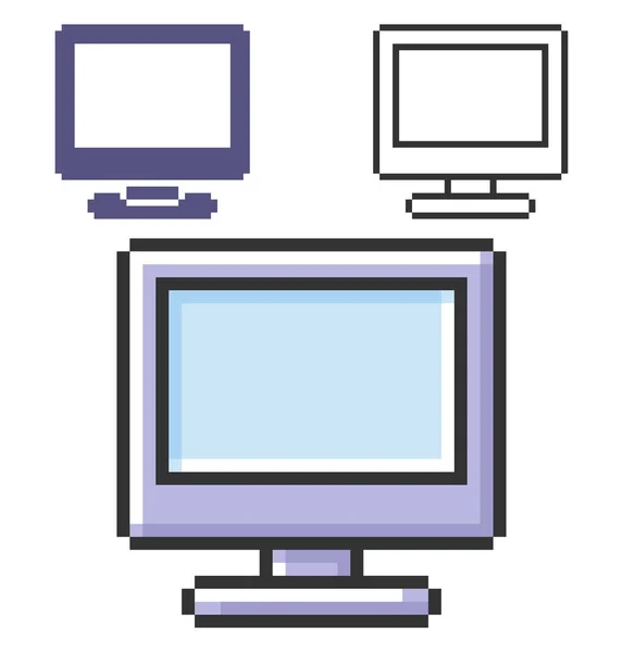 Pixelsymbol Des Lcd Monitors Drei Varianten Vollständig Editierbar — Stockvektor