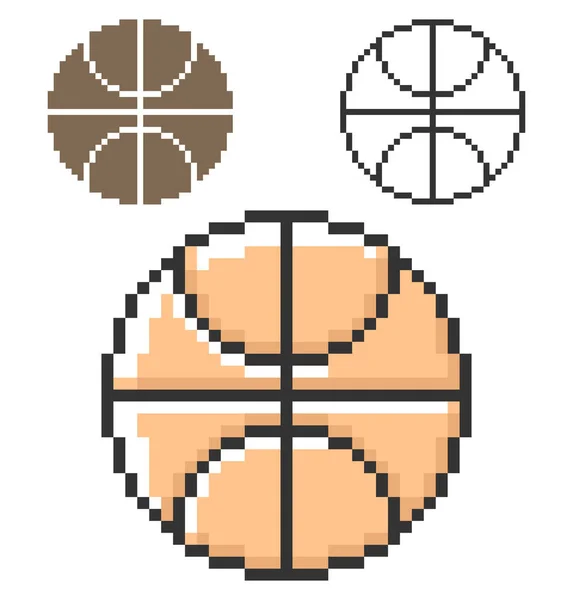 Pixel Icon Basketball Three Variants Fully Editable — Stock Vector