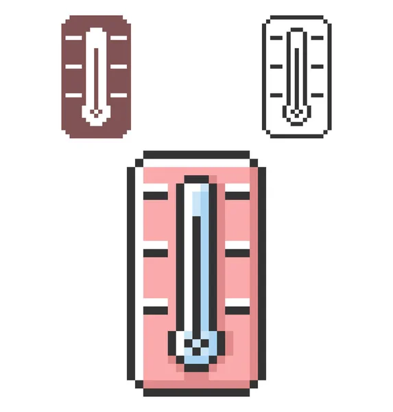 Pixel Icône Thermomètre Trois Variantes Entièrement Modifiable — Image vectorielle