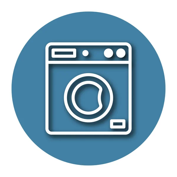 Liniensymbol Der Wäschewaschmaschine Mit Schatten Folge — Stockvektor