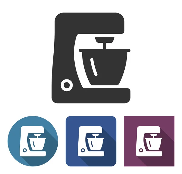 Icon Für Die Küchenmaschine Verschiedenen Varianten Mit Langem Schatten — Stockvektor
