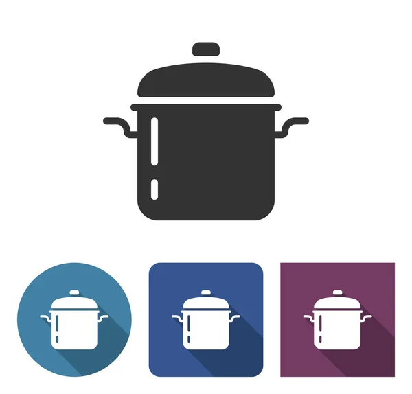 Reew Pan Icon Different Variants Long Shadow — стоковый вектор