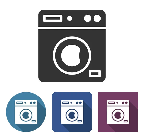 Clothes Washer Icon Different Variants Long Shadow — Stock Vector