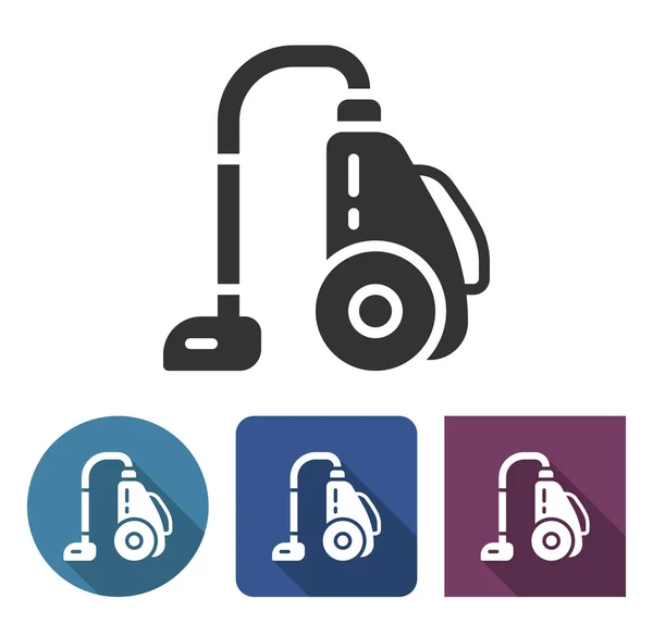 Vacuum Cleaner Icon Different Variants Long Shadow — Stock Vector