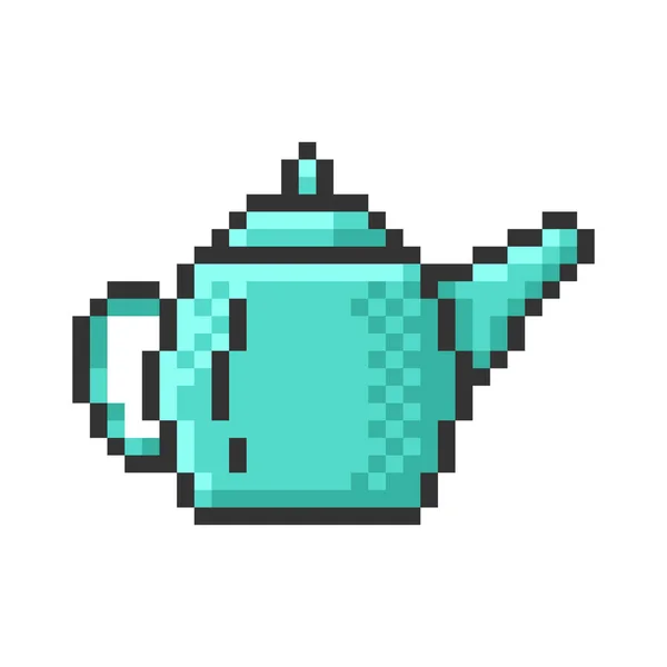 Викладена Піксельна Ікона Заварювання Чайника Повністю Змінений — стоковий вектор