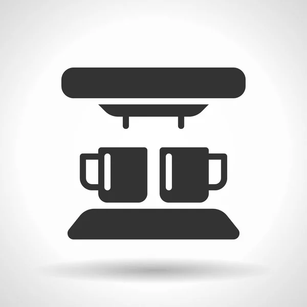 Icono Máquina Café Monocromática Con Sombra Efecto Flotante Sobre Fondo — Vector de stock