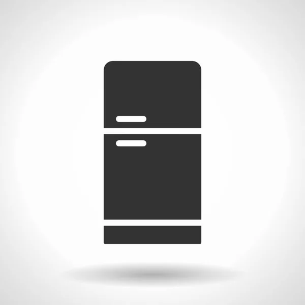 灰色のグラデーションの背景に浮かぶ効果影と単色冷蔵庫アイコン Eps — ストックベクタ