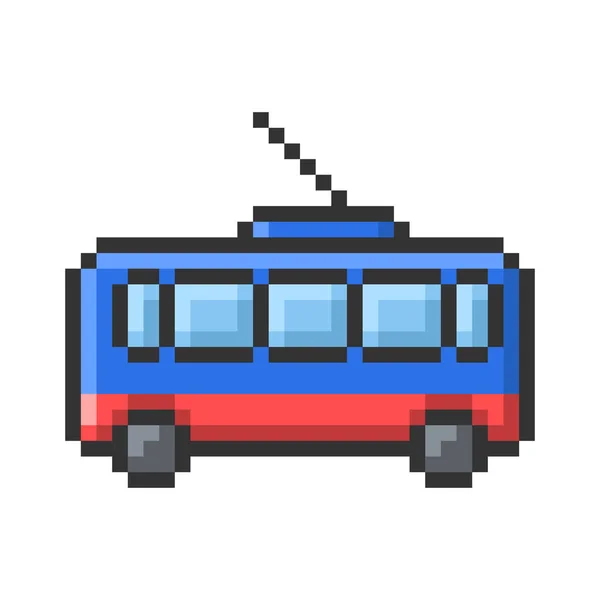 Викладена Піксельна Піктограма Тролейбуса Повністю Змінений — стоковий вектор